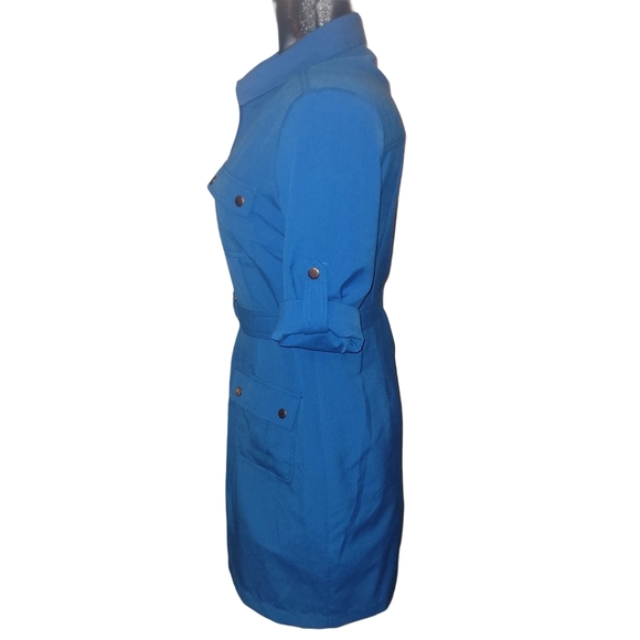 Sharagano Blue Belted Utility Dress 6 - Picture 5 of 7